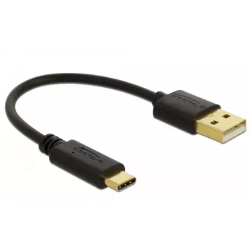 DeLOCK USB laadimiskaabel Type-A USB USB-C-le 15 cm Must
