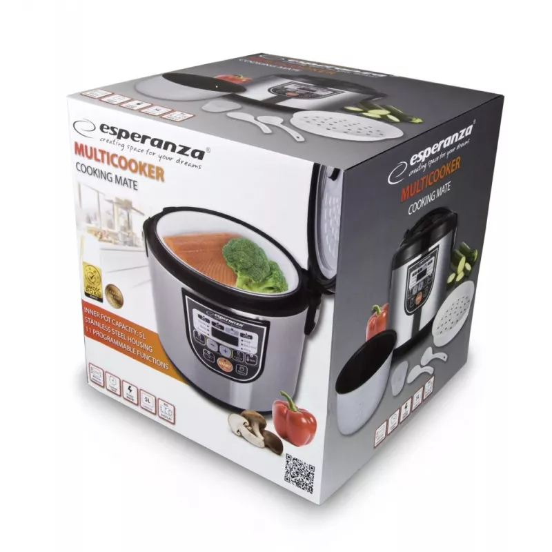 Multikeetja ESPERANZA EKG011, 5 L mahutavus, 860 W, must/roostevaba teras
