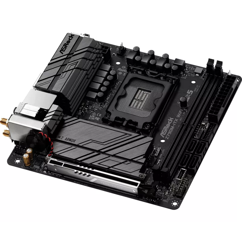 Emaplaat ASRock Z790M-ITX WiFi — Intel Z790, LGA 1700, mini ITX, DDR5, 2x DIMM, 64 GB, 2,5Gb LAN, Wi‑Fi 6E