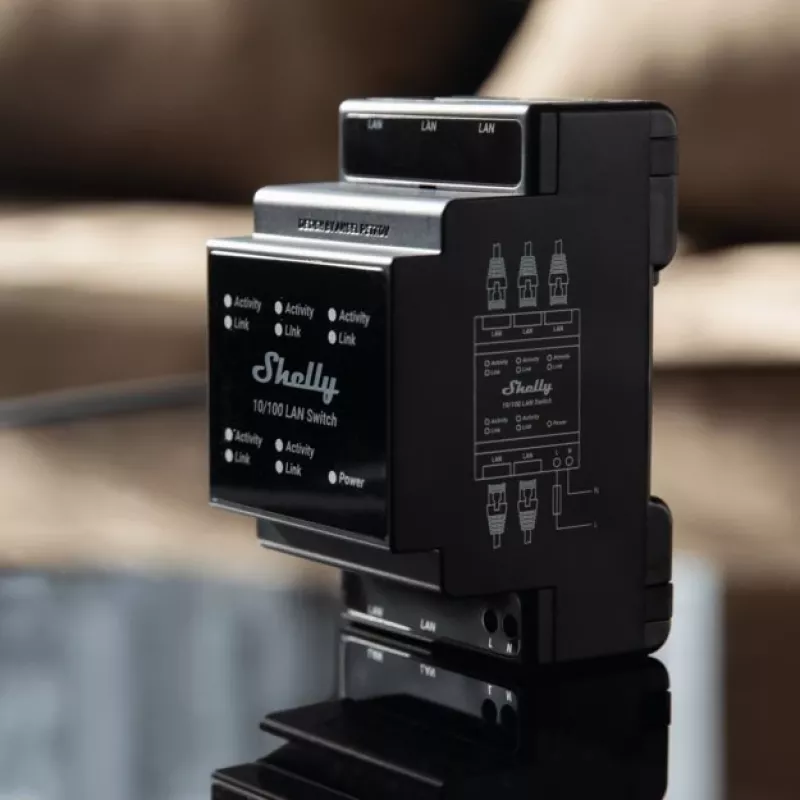 Nutika lüliti Shelly LAN Switch Must AC 110–240 V 1 W