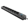 Liigpingekaitse Qoltec 50113 Must 8 vahelduvvoolu pistikupesa 230 V 1.8 m