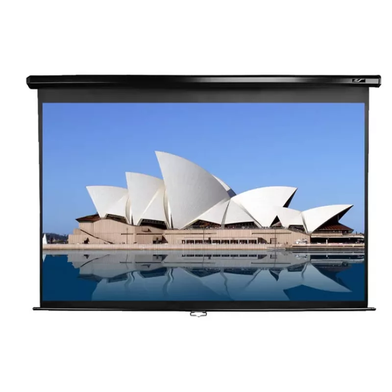 Manuaalne projektsioonekraan Elite Screens M128UWX 128 tolli 16:10 — nähtav pind 276 cm x 172,3 cm, välismõõdud 283,3 x 189,9 cm, 13,1 kg