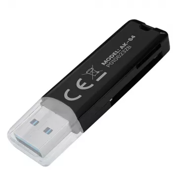 Kaardilugeja SAVIO AK-64 USB 3.2 Gen 1 Type-A väljund, MicroSD pesa, 5000 Mbit/s, must