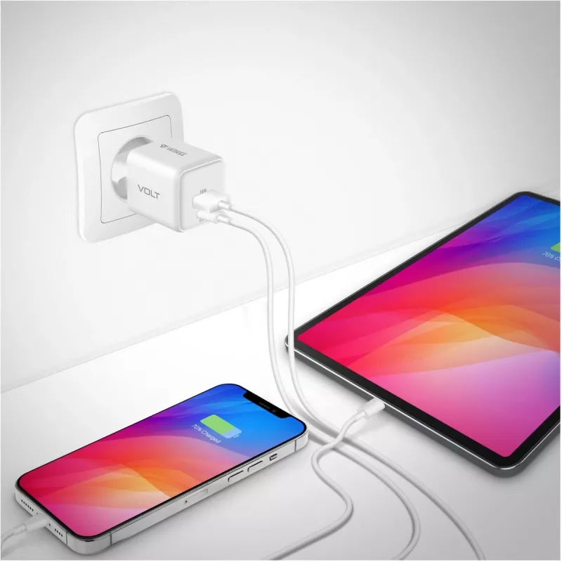 USB C/A võrgulaadur YENKEE YAC G38 20W 3A Power Delivery (USB‑C ja USB‑A)
