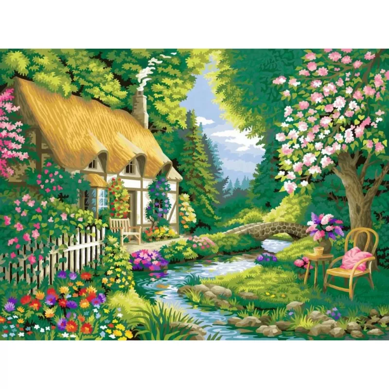 Ravensburger CreArt numbrite järgi maalimise komplekt Landhaus am Fluss (Maja jõe ääres)