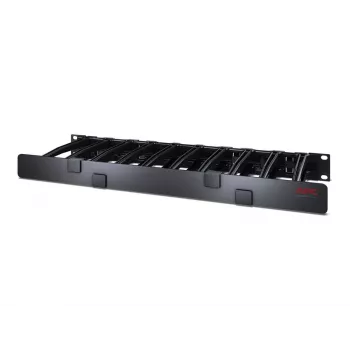 APC NetShelteri kaablihaldus, horisontaalne kaablihaldur, 1U, ühepoolne kaanega, must, 482,6 x 44,45 x 165,1 mm
