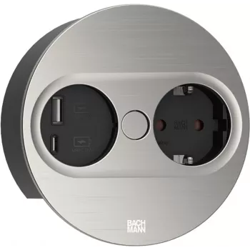 Pistikupesa tüüp F Bachmann 946.004 USB A USB C roostevaba teras