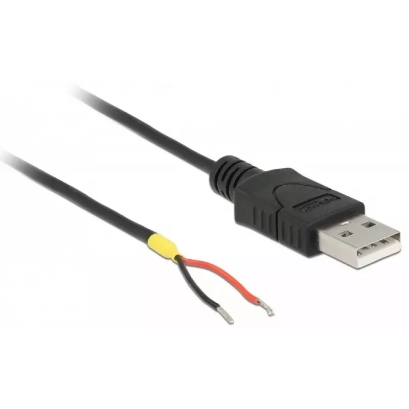 Delocki kaabel USB2.0 tüüp-A pistik > 2 x paljas juhtmeots - 1,5 m - must (85664)