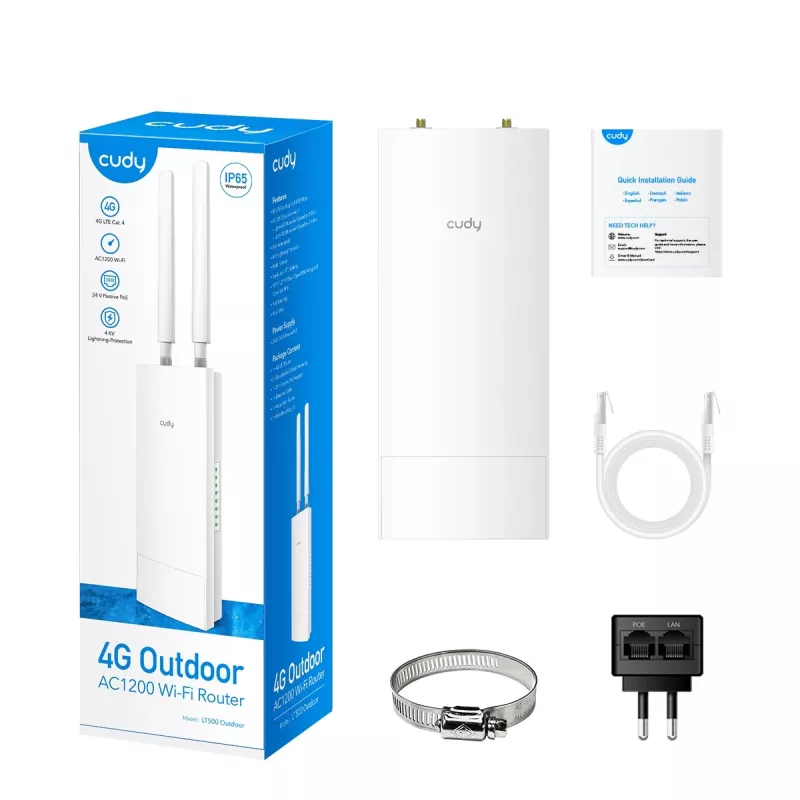 Cudy LT500 traadita ruuter Fast Ethernet Dual-band (2,4 GHz / 5 GHz) 4G Valge