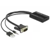 Video kaabli adapter DeLOCK 62597 0,25 m HDMI tüüp A VGA D-Sub 3,5 mm USB tüüp A must