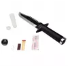 Fikseeritud ellujäämisnuga cinema classic CC-H2 — 400 mm üldpikkus, 250 mm terasest tera, sile ja sakiline, must käepide, kaasas nahast tupp