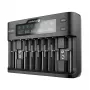 Akulaadija everActive UC-800 AC 12V 3A — LiFePO4/LiPo/NiMH, toetab AA/AAA/9V, kuni 10 akut, 12 V sisend, sisseehitatud ekraan, must