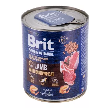 Märg koeratoit Brit Premium by Nature Lamb with Buckwheat 800 g, teraviljavaba, täiskasvanud koerad, purk