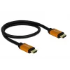 DeLOCK - HDMI-kaabel - HDMI (M) kuni HDMI (M) - 50 cm - Kolmekordne isolatsioon - Must, Kuld - 8K tugi