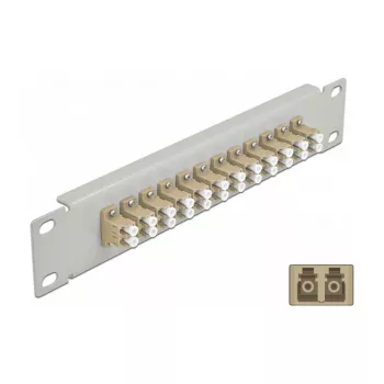 Fiiberoptiline patch-paneel DeLOCK 10 tolli 12 porti LC Duplex Beež 1U Hall