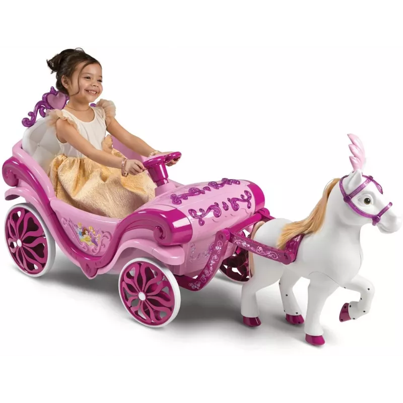 Huffy Electric Disney Princess vankri ja hobusega 6 V roosa