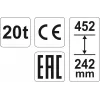 Mehaaniline tungraud YATO YT-17007, 20 000 kg kandevõime, tõsteulatus 24,2–45,2 cm, kolb 150 mm, pea Ø45 mm, kaal 10,5 kg