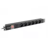 Toitejaotusseade LANBERG PDU-06E-0200-BK — 6x E-tüüpi pistikupesa, 16 A, 2 m kaabel, 1U riiul, 220–250 V