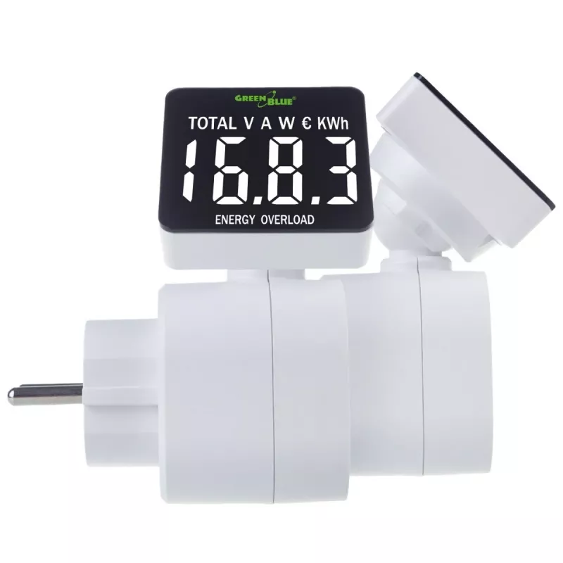 Energiavattmeeter GreenBlue GB620E 220V vooluvõrku, max 16A, pistikühendusega võimsuse/energia monitor