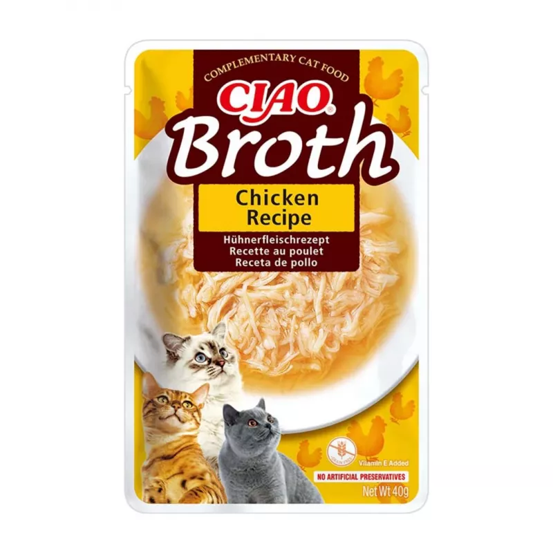 INABA Ciao Broth maiused kassidele, kana, lõhe ja tuunikala, 10 x 40 g