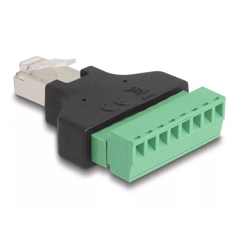 DeLOCK Adapter RJ45 isane > Klemmplokk 8 kontaktiga, 2-osaline, 3.81 mm