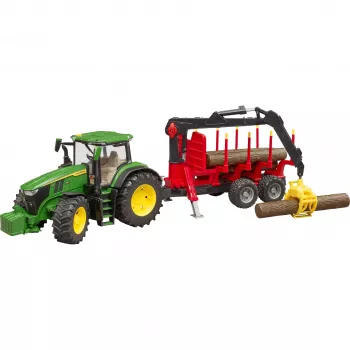 BRUDER John Deere 7R 350 metsahaagise ja 4 pakuga