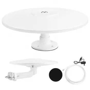 Ümbersuunatav aktiivne DVB-T/T2 HEVC antenn MACLEAN MCTV-104 — välistingimustesse autohaude kinnitus, 174–230 ja 470–698 MHz, USB 5V