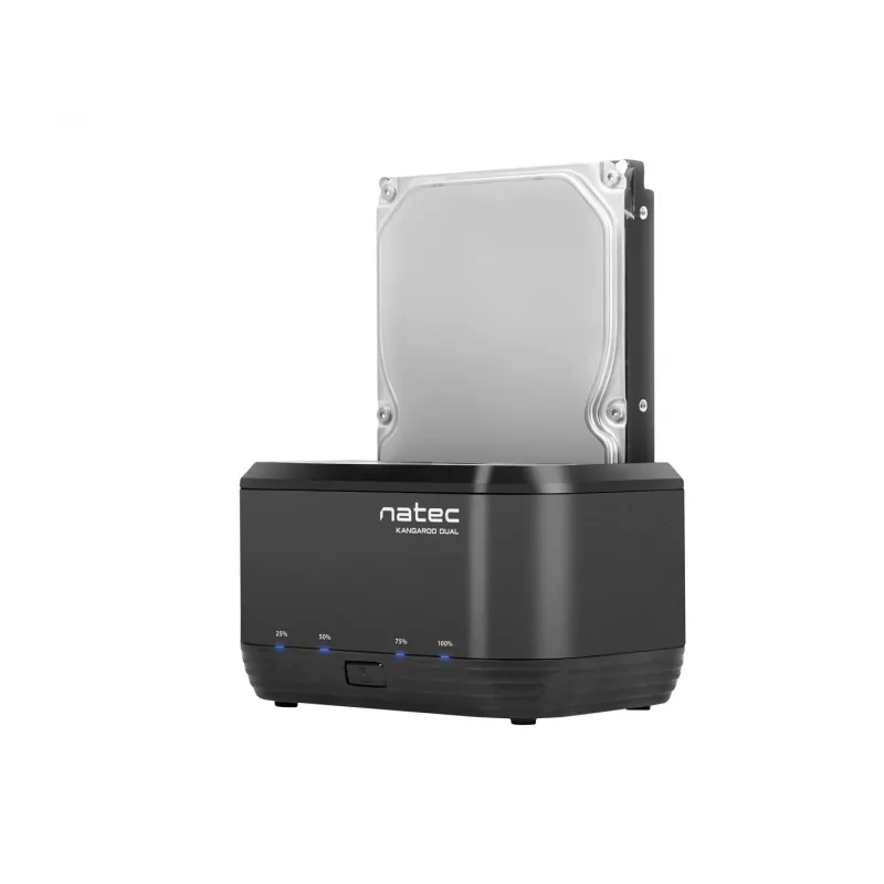HDD dokkimisjaam 2,5/3,5 USB 3.0 Natec Kangaroo Dual, kloonimisfunktsioon, toiteadapter