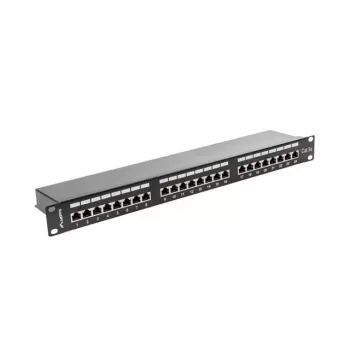 Patch-paneel 1U LANBERG PPS5-1024-B — 24-port RJ-45 Cat5, metallist, must, riiulile paigaldatav