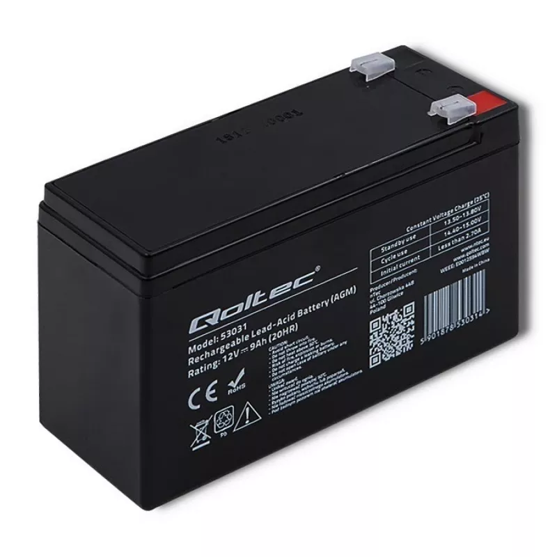 Katkematu toiteallika aku QOLTEC 53031 12V 9Ah roheline, 152×94×65 mm, 2.35 kg