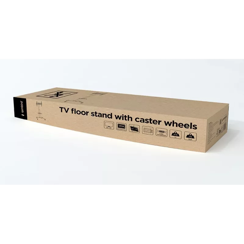 TV-alus GEMBIRD TVS-55T-01 32–55-tollistele teleritele, teras, kõrgusreguleeritav VESA 100x100–400x400, kallutus, rattad, max koormus 35 kg