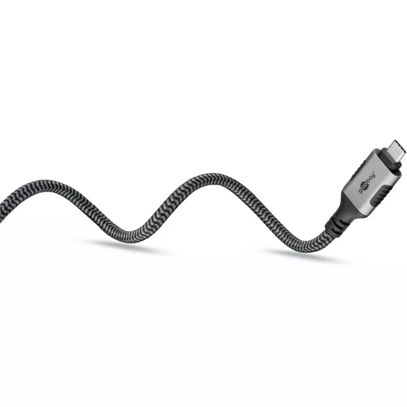 Ethernet-kaabel USB-C 3.2 Gen2 pistik > RJ-45 pistik, LAN-adapter must/hõbedane, 3 meetrit, punutud tekstiilümbrisega