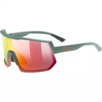 Mitmespordi prillid UVEX sportstyle 235 — Unisex, poolääreta raamiga, roheline/punane