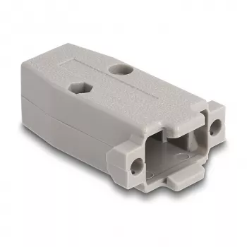 Kaablikate DELOCK D-Sub plastikust korpus 9‑kontaktilisele isas-/emaspistikule kummist tihenditega, hall, 31,2×47,9×16,6 mm