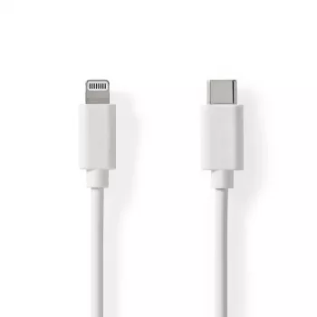 Nedis Lightning kaabel- USB 2.0 | Apple Lightning 8-Pin | USB-C™ pistik | 480 Mbps | nikkeldatud | 1,00 m | Ümar | PVC | Valge | Silt