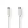 Nedis Lightning kaabel- USB 2.0 | Apple Lightning 8-Pin | USB-C™ pistik | 480 Mbps | nikkeldatud | 1,00 m | Ümar | PVC | Valge | Silt