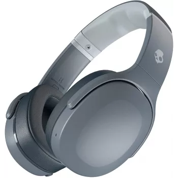 Kõrvaklapid Skullcandy Crusher Evo — juhtmega ja Bluetooth, hall, 40 h taasesitus, USB-C, AUX, kokkupandavad