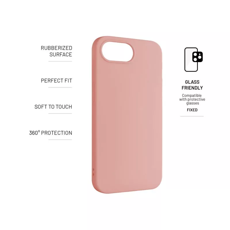 Telefoni tagakaas FIXED Apple iPhone 16e'le, kummist, roosa