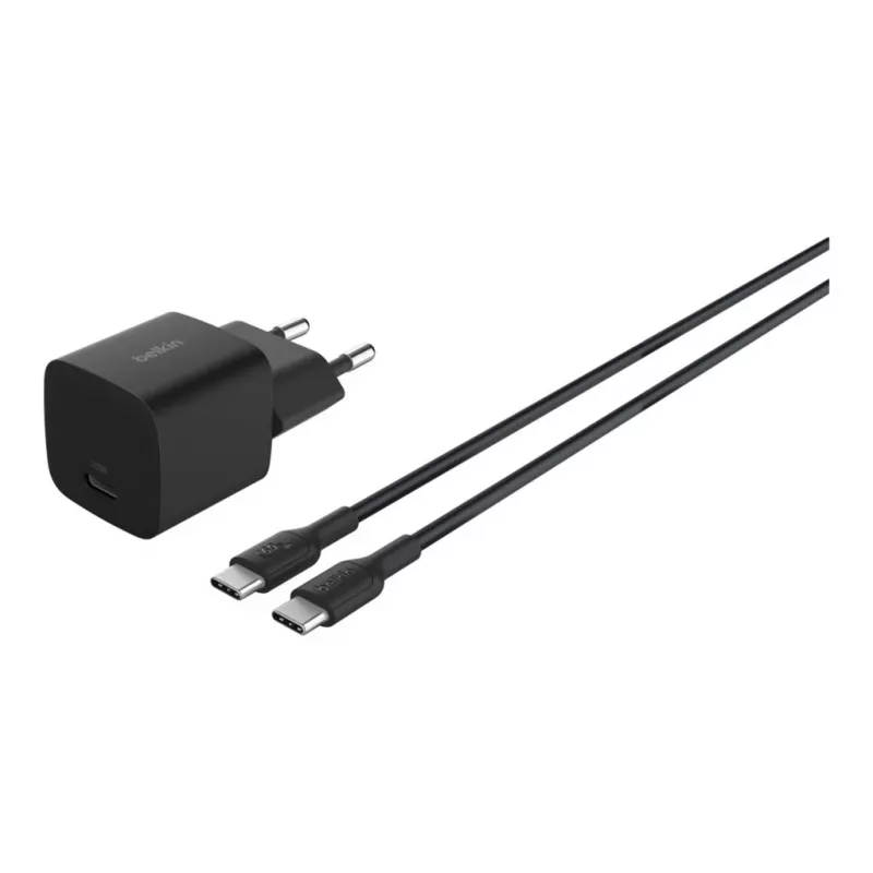AC Indoor Charger Belkin BoostCharge 25W USB-C PD/PPS, 1 m kaabel, Must — mängukonsoolidele, nutitelefonidele, tahvelarvutitele