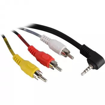 Wentronic Goobay 3,5 mm pistikupesa/RCA adapterkaabel, 1,5 m - 3,5 mm pistik (4-kontaktiline, stereo) 90° > 3x RCA-pistik (50209)