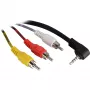 Wentronic Goobay 3,5 mm pistikupesa/RCA adapterkaabel, 1,5 m - 3,5 mm pistik (4-kontaktiline, stereo) 90° > 3x RCA-pistik (50209)