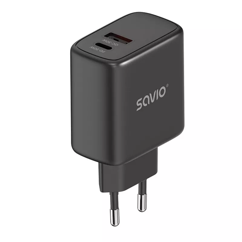 Välistingimustesse mõeldud laadija SAVIO LA-06/B USB USB-C 30W Power Delivery 1x USB-C Must, 5–20V, 3A/9V, 3A/5V, 3A/12V, 2,1A