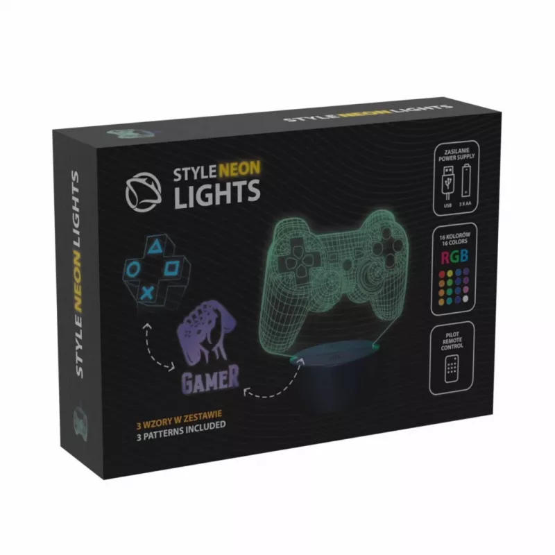 Laua-LED-lamp MANTA SNL122RGB RGB 3D-valgusdekoor, värvivahetusega RGB, USB-toide