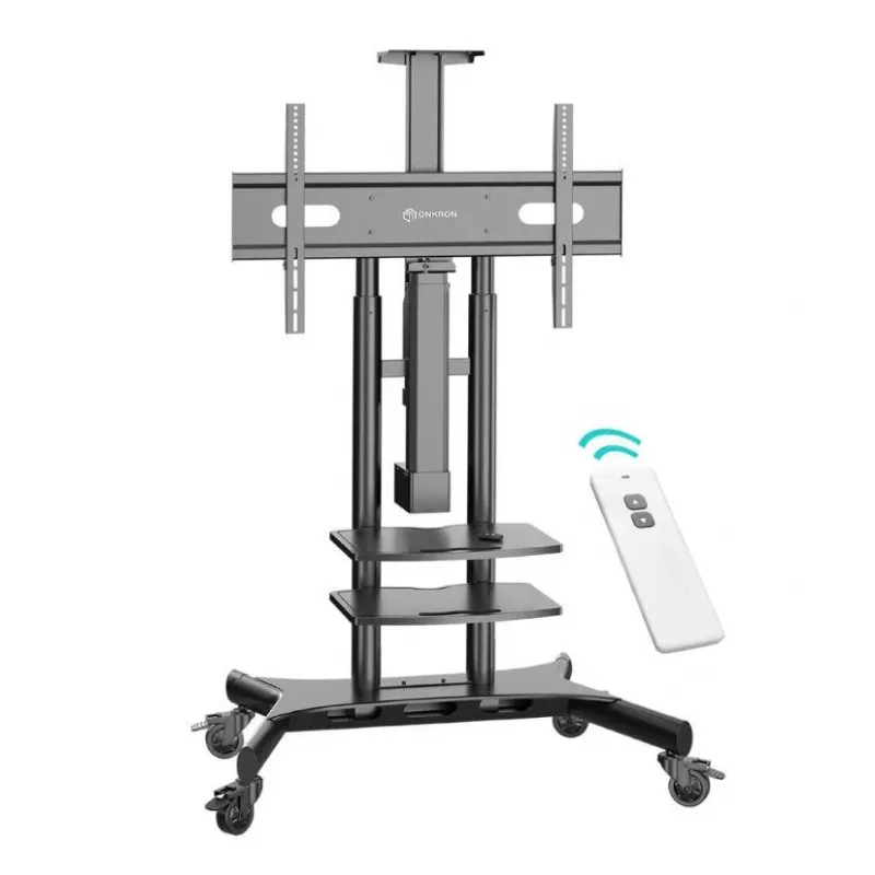 Motoriseeritud mobiilne telerialus ONKRON TS1881E-B 50–86-tollistele teleritele, must, elektriline tõstuk, VESA-kinnitus