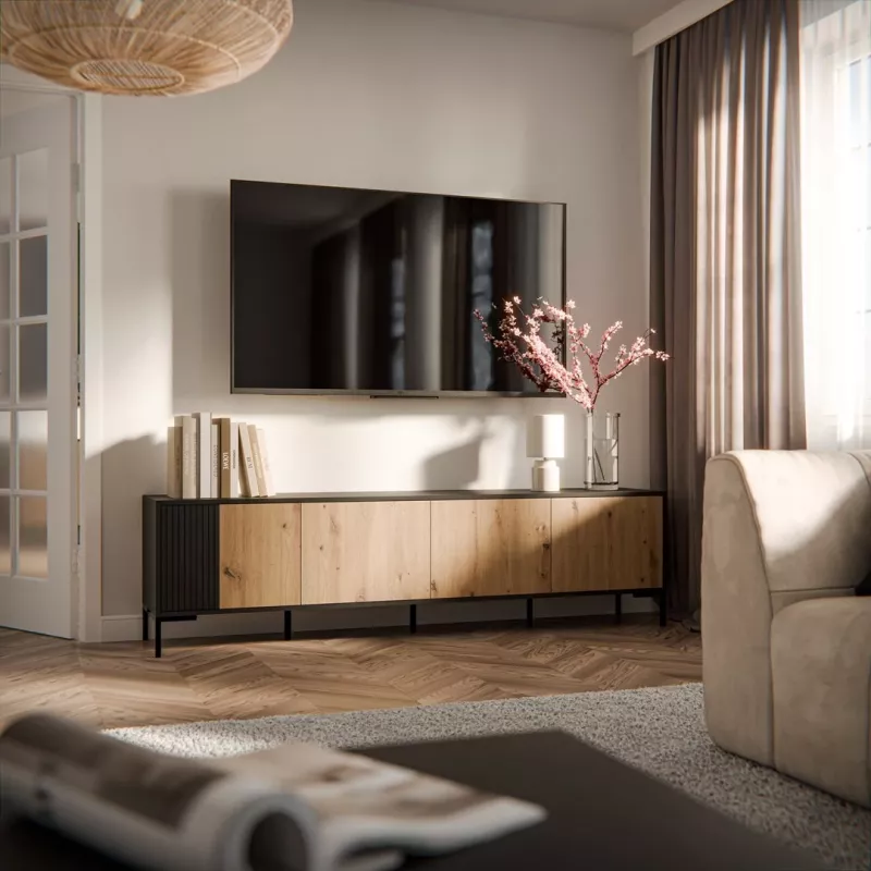 Cama MERCI RTV-kapp 200 x 40 x 54 cm must/tamm artisan