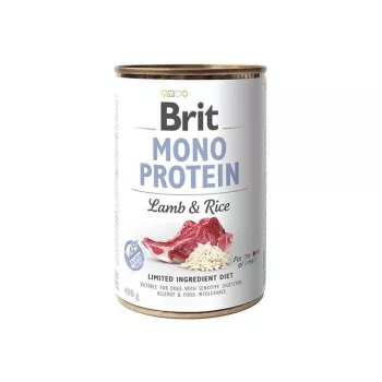 Märg koeratoit Brit MONO PROTEIN Lamb with rice 400 g — purk, täiskasvanud koerad, üksikvalk, säilitusainetevaba