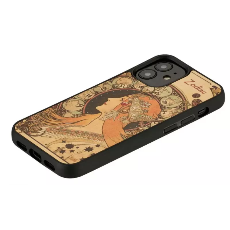 Man and Wood telefonikohver iPhone 12 mini jaoks – Zodiac seeria, must