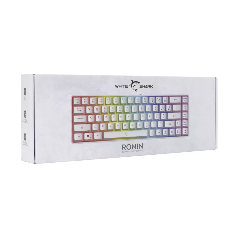 Klaviatuur White Shark RONIN Valge USB QWERTY 68 klahvi LED
