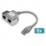 Varjestatud Cat5e patch-kaabli adapter 2× Cat5e, 0,19 m, Hall/Hõbedane - DIGITUS