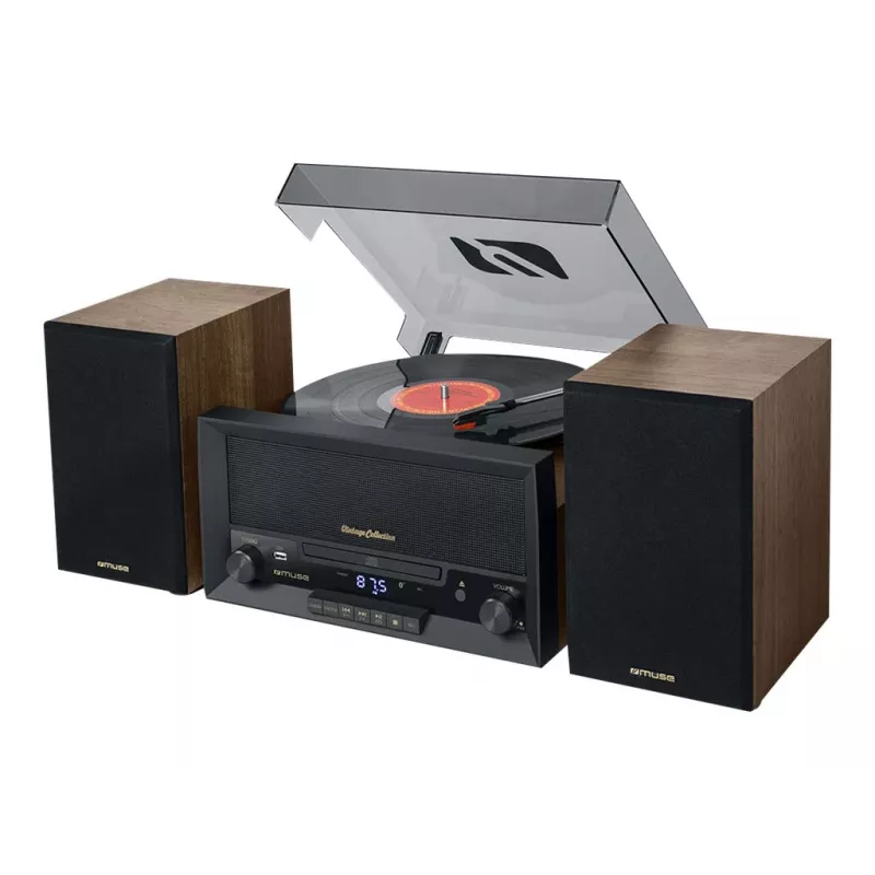 Kodune helisüsteem muse MT-120 MB — 20 W RMS, 2-suunalised kõlarid, AC 100–240 V 50/60 Hz, must/läbipaistev/puit